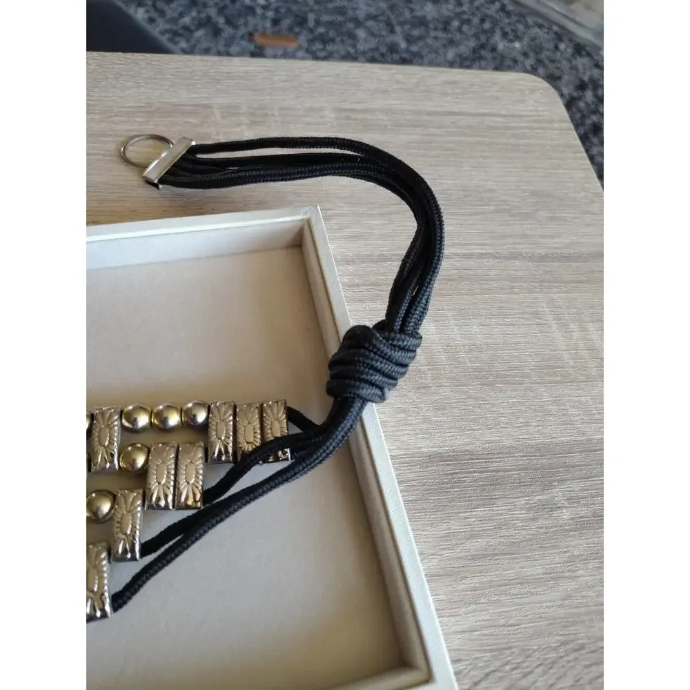 Vintage Two Tone Metal Bead Belt Necklace 22